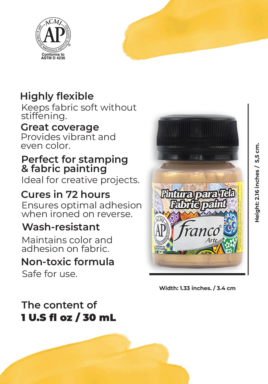 31055 Fabric Paint 1 U.S fl oz / Metallic Gold