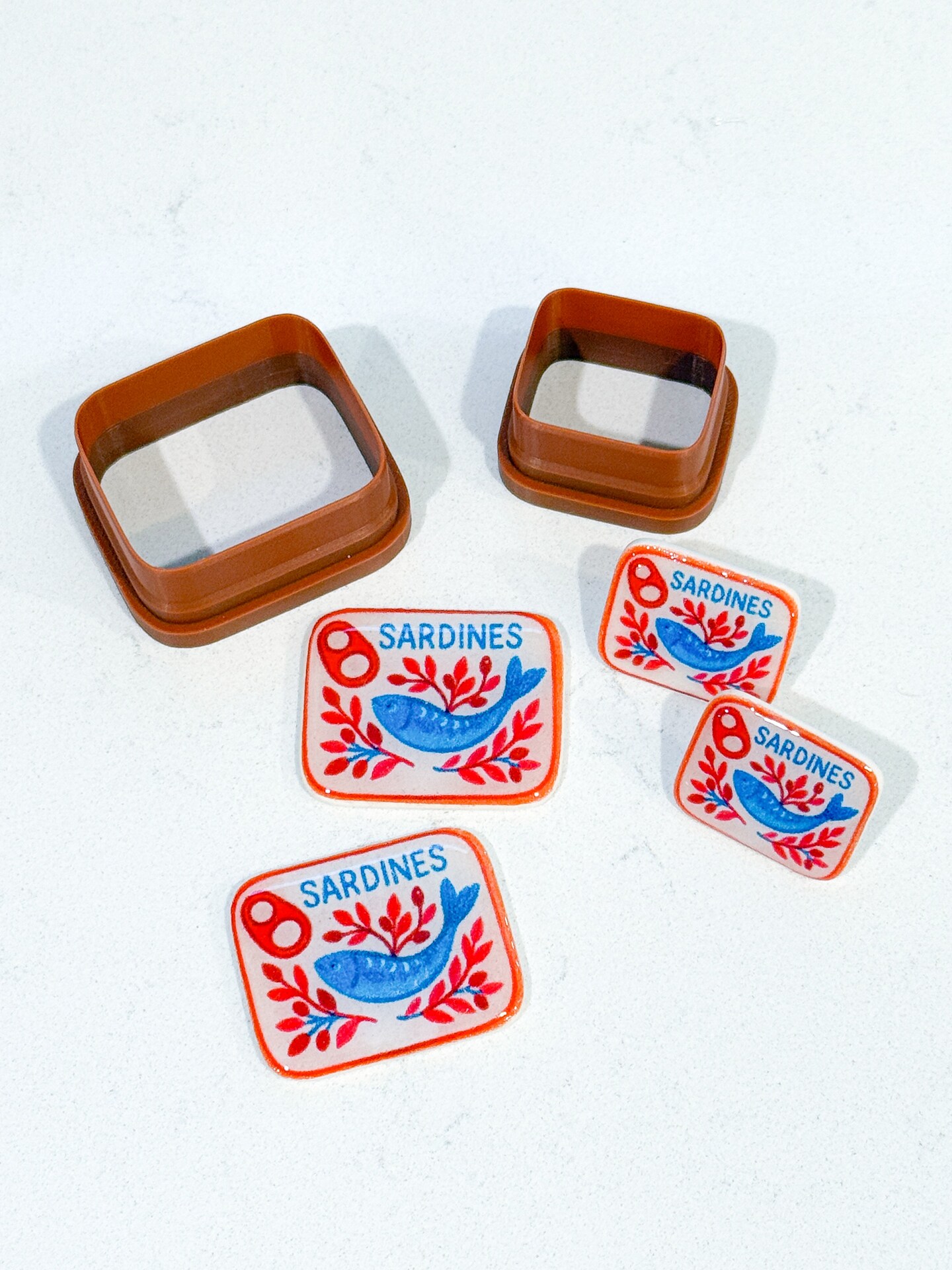 SARDINE &#x22;E&#x22; TRANSFER PAPER &#x26; CUTTER | MATCHING CUTTERS | POLYMER CLAY CUTTERS
