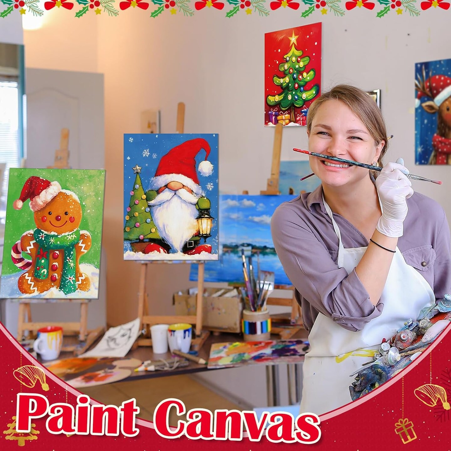 12 Pcs Christmas Pre Drawn Canvases for Painting (	Mainly White) 11.81"L x 10.24"W