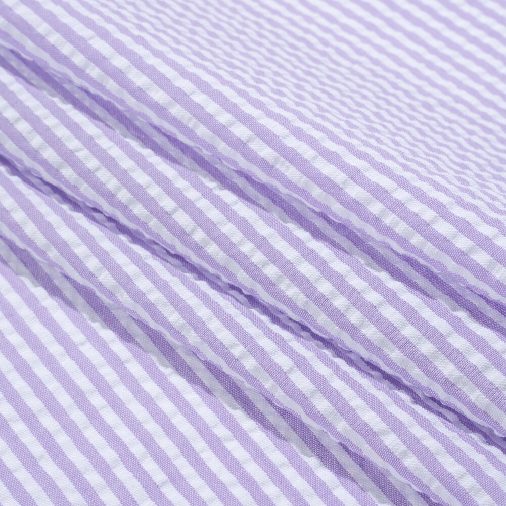 1 Yard Purple White Candy Striped Summer Cotton Polyester Seersucker