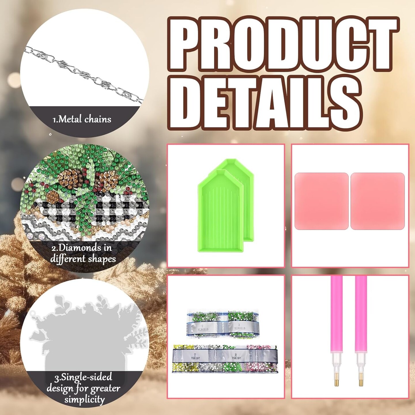 6 Pcs Christmas Diamond Painting Hanging Sign Set Gnome Diamond Art Kits (Vintage)