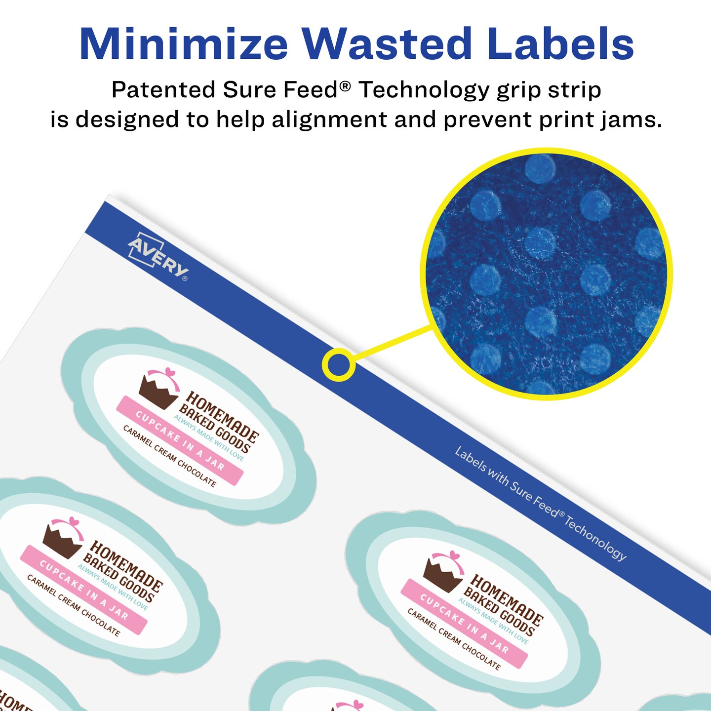 Avery Matte White Removable Oval Scalloped Labels with Sure Feed Technology, Print-to-the-Edge, 1-1/8" x 2-1/4"