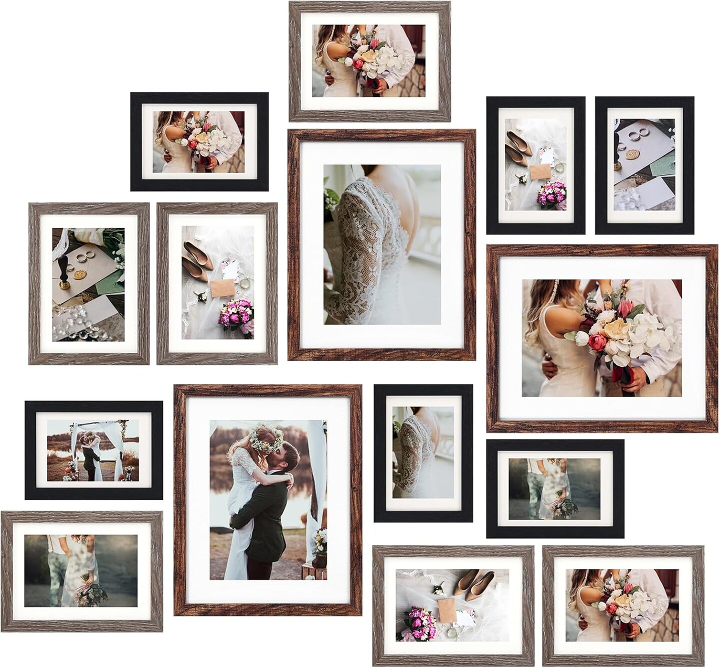 Fixwal Picture Frames Set(Brown&#x26;Black)8&#x22;L x 10&#x22;W