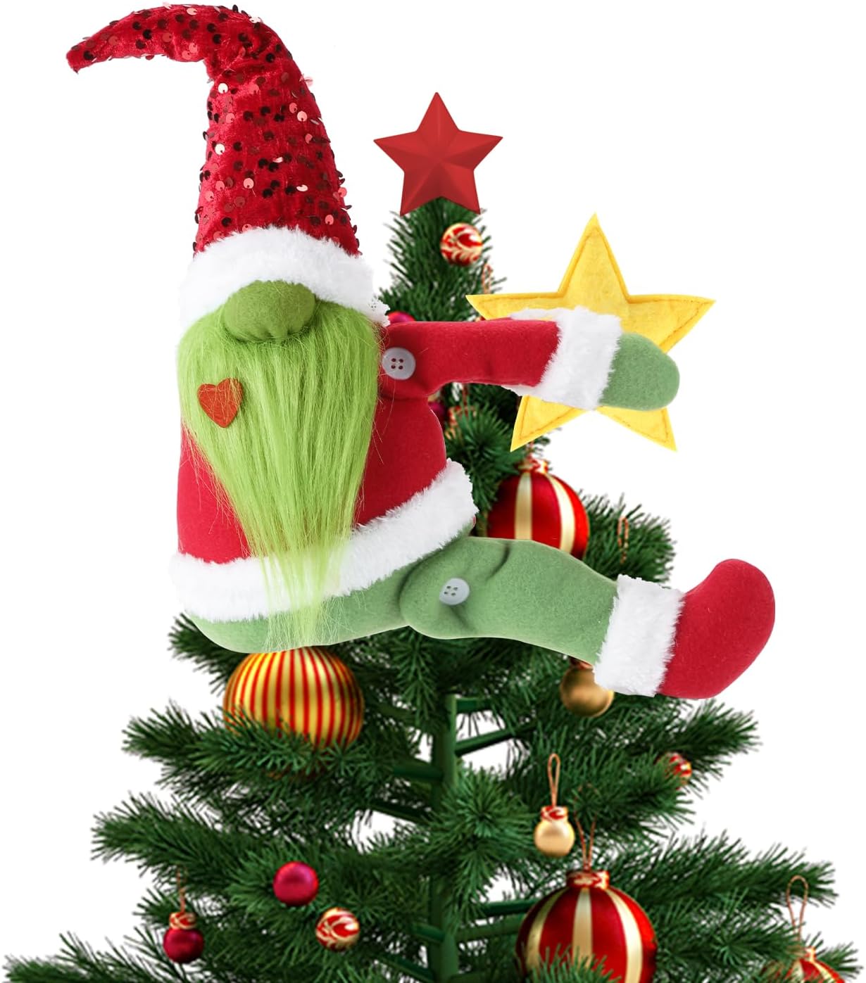 Christmas Tree Toppers Green Gnome Christmas Decorations (Green)