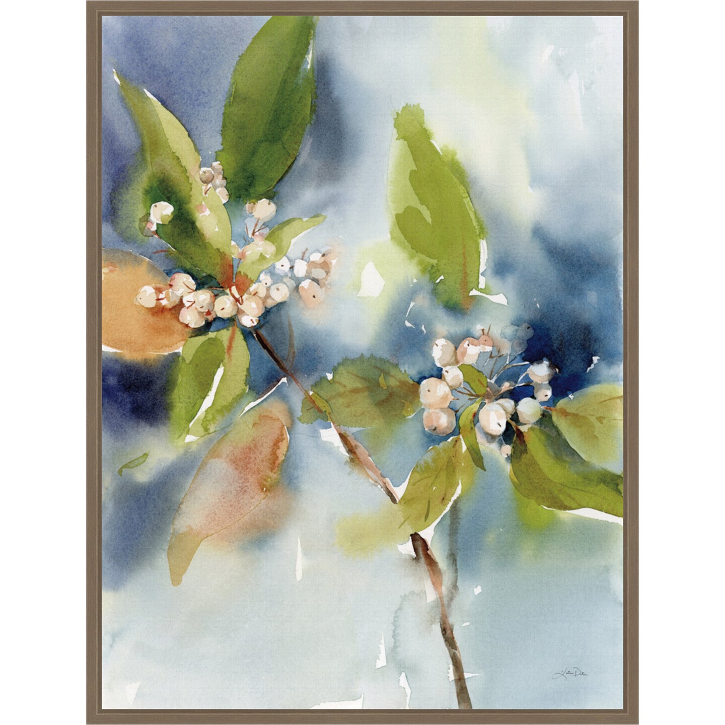 Winter Berries by Katrina Pete 23-in. W x 30-in. H. Canvas Wall Art Print Framed