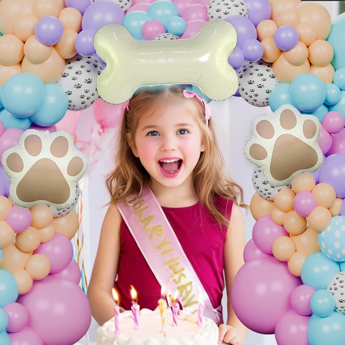 Paw Themed Dog Bone Foil Balloons Arch kit