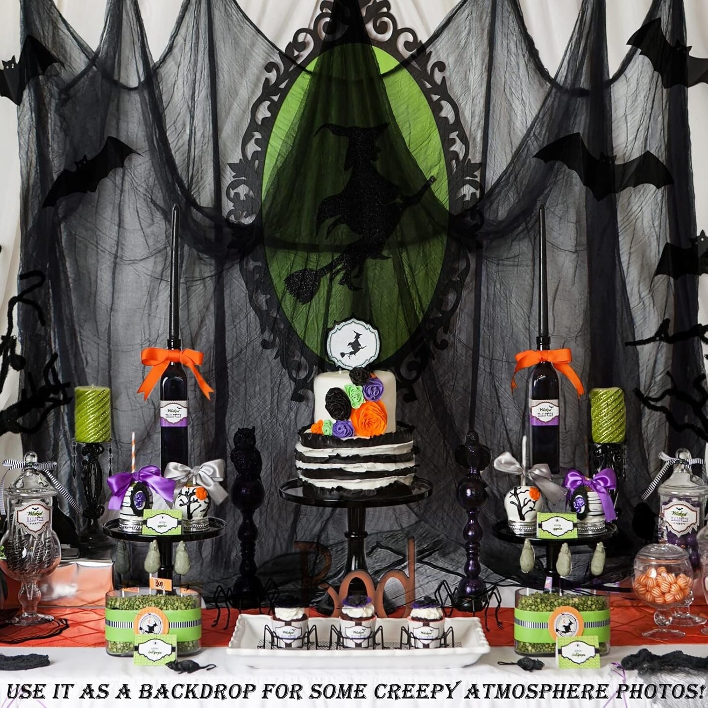 9 Pack Black Halloween Creepy Cloth 30 X 75 Inch Halloween Decoration Spooky Scary Gauze Cloth Black Cheesecloth for Halloween Party Supplies Outdoor Yard Home Wall Doorways