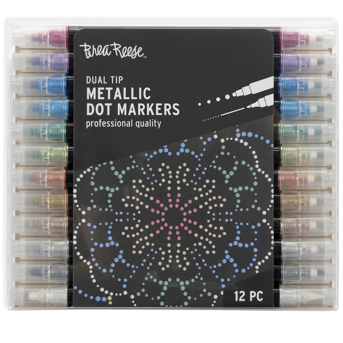 Brea Reese: Dual-Tip Dot Markers - Metallic 12ct - 24 Colors, Professional Quality, Water-Based Ink, Adults Art Supplies, DIY Crafts &#x26; Scrapbooking