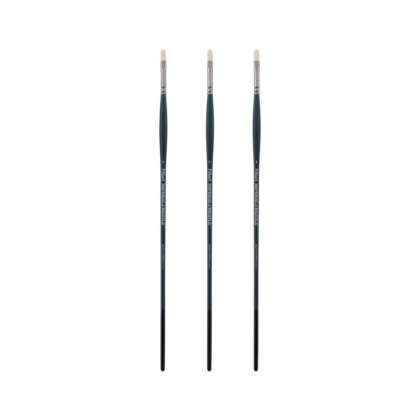 Creative Mark Imperial Professional Chungking Hog Bristle Brush - Filbert Sets of 3, Handmade Long Handle Oil Paint Brushes for Artists, Nickel-Plated Brass Ferrules, Stiff Yet Soft Natural Bristles
