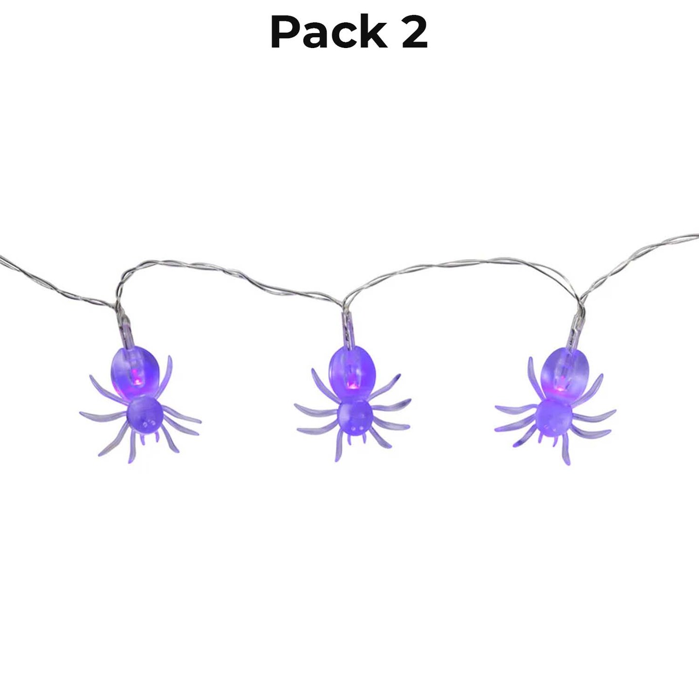 10 LED Fairy Lights Clear Spider with Purple Light Battery Operated For