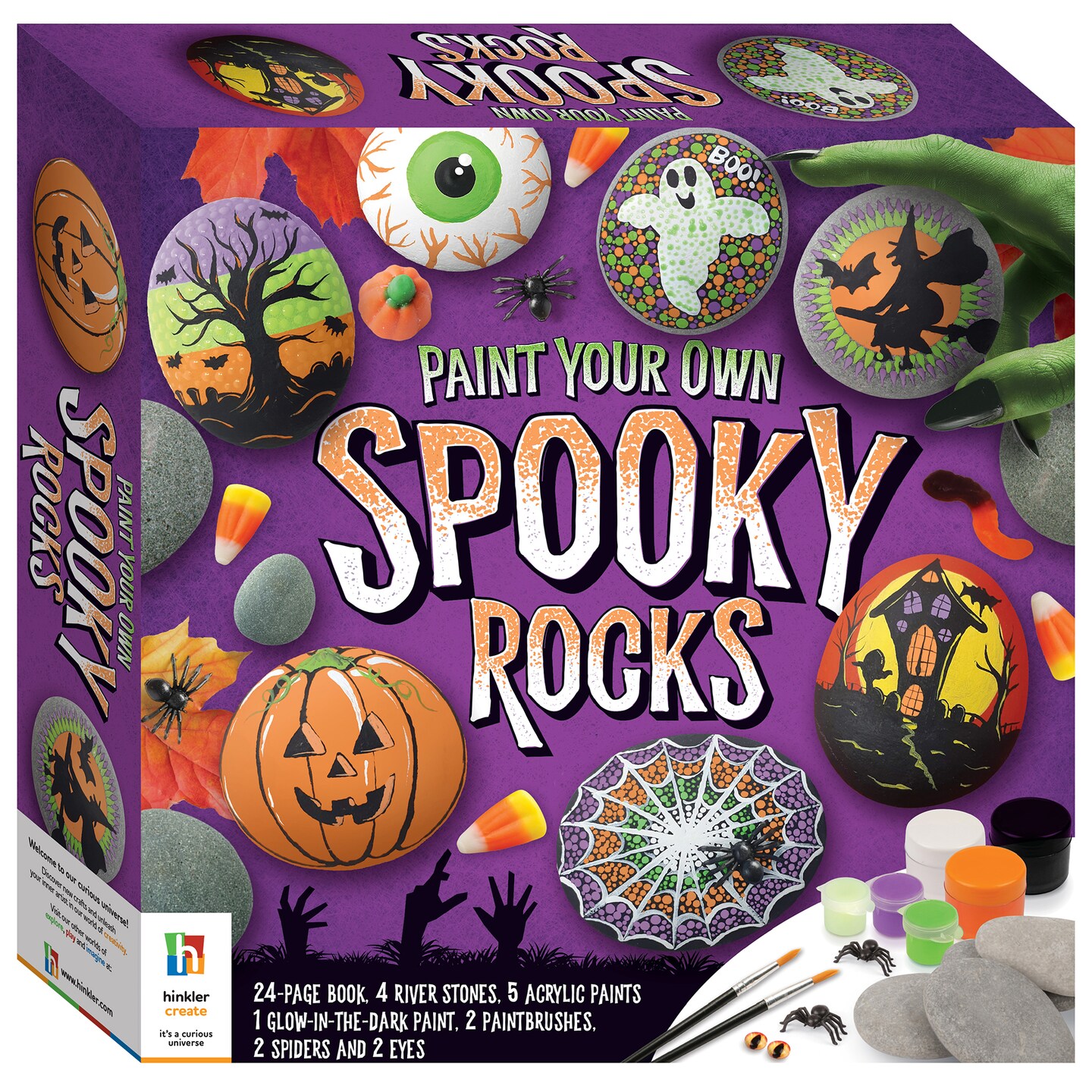 Craft Maker: Paint Your Own Spooky Rocks - DIY Halloween Themed Painting, All-In-One Craft Kit Includes Brushes, Rocks, Paint &#x26; Glow-In-The-Dark Paint