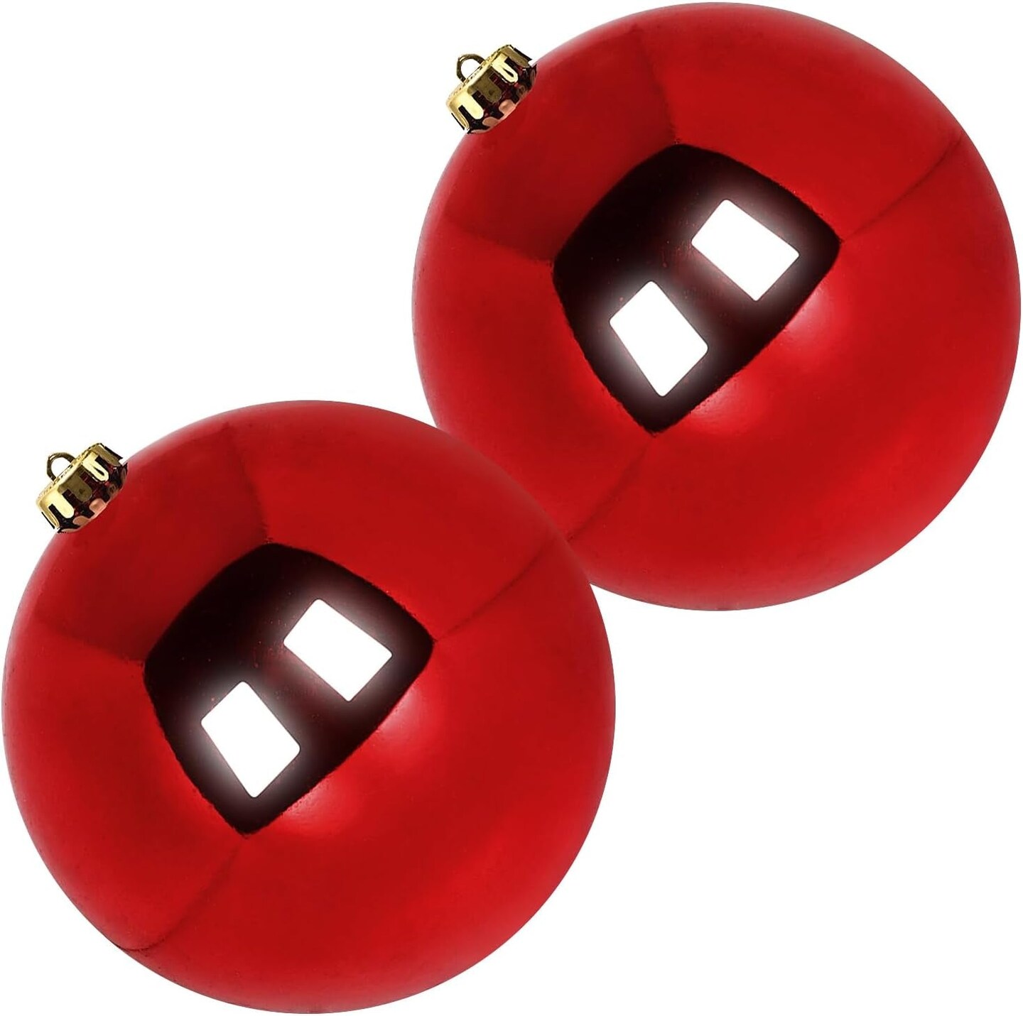 Extra Large Size Outdoor Christmas Ornaments, Oversized Huge Big Shatterproof Xmas Christmas Plastic Balls for outside Lawn Yard Tree Hanging Decorations (8&#x22;/200Mm, Red, 2 Packs)