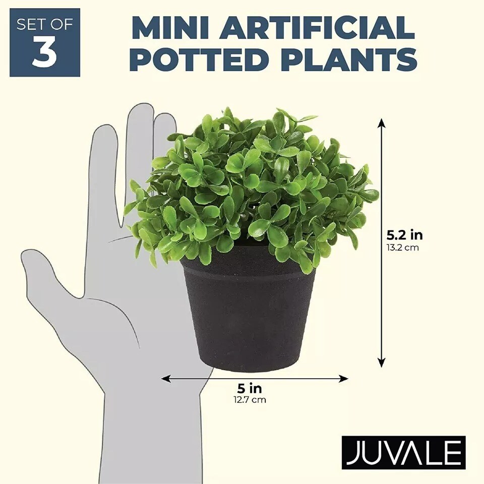 3 Pack Mini Fake Plants in Pots for Indoor and Outdoor Home Greenery Decor
