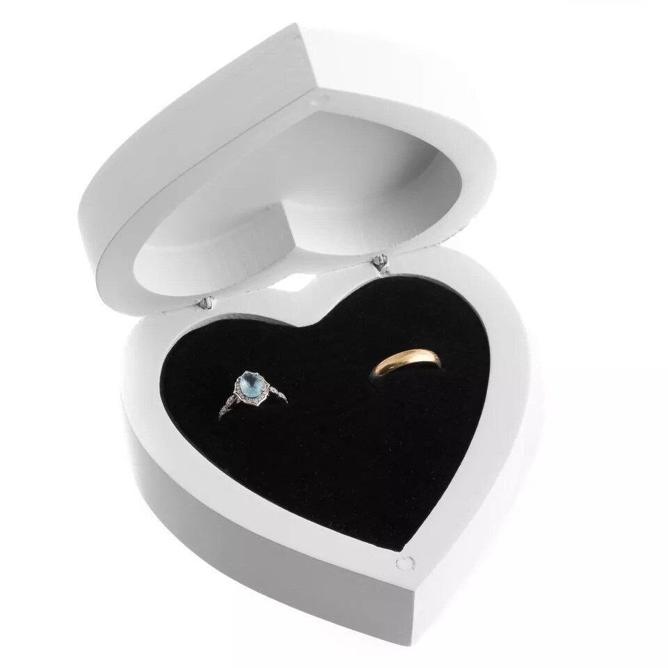 20 - Wood Ring Bearer Box Heart Wedding Engagement Ring Holder