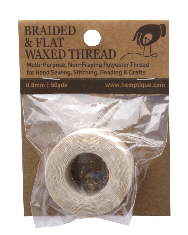 Hemptique Multi-Purpose 0.8mm Braided & Flat Poly Waxed Thread Card