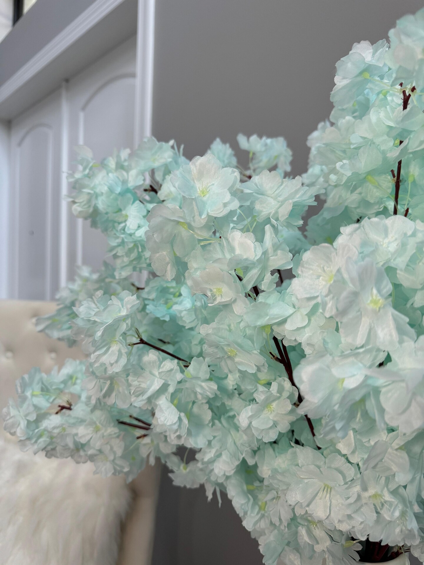 Mila Faux Silk Blue Cherry Blossom Branch Set of 3 pcs 36'' Wedding, Party, Event, Japan's National Flower