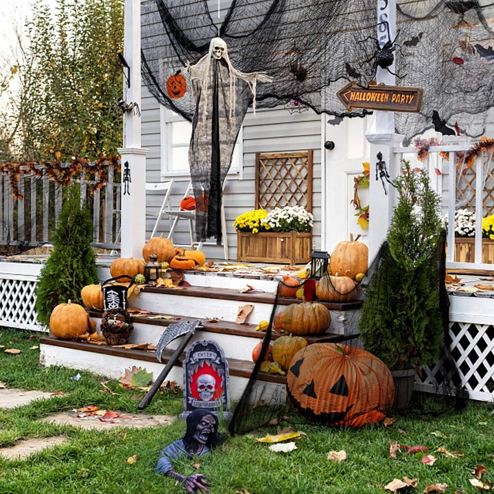 Black Creepy Cloth 8.75 Yards X 85&#x22; with Fabric Scary Spooky Gauze Halloween Decorations for Haunted House Horror Decor Home Yard Indoor Outdoor Office Wall Vampire Zombie Theme Party Supply