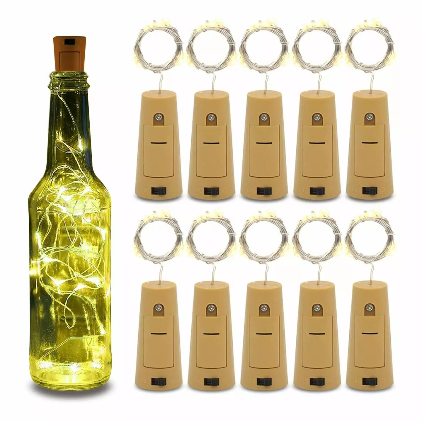 Betus 10pcs Wine Bottles Cork String Lights Warm Light For Garden Party Wedding