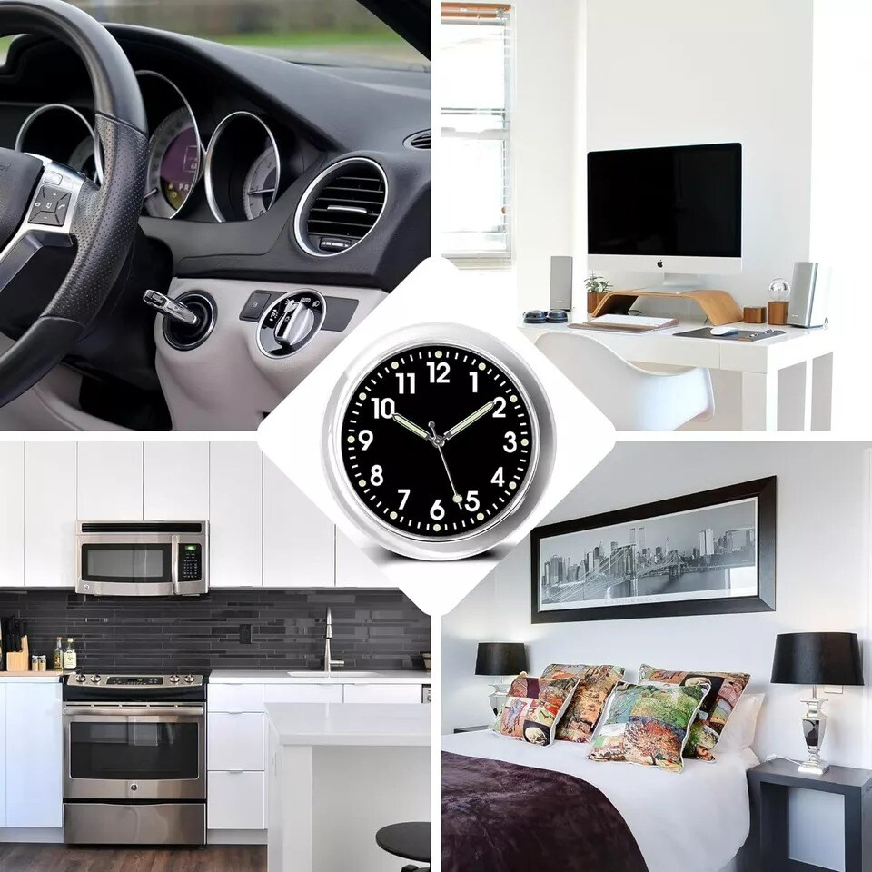Car Dashboard Clock Mini Tiny Small Analog Watch for Vehicle