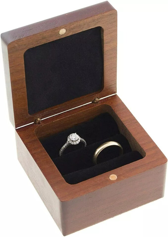 Wedding Ring Bearer Box, Mr &#x26; Mrs Wooden Ring Box, Engagement Ring Holder