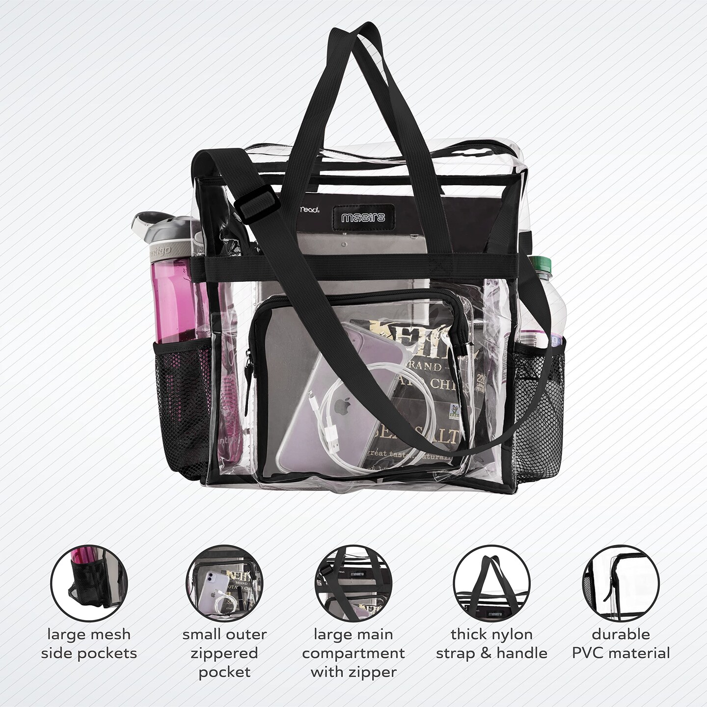 Clear tote bags with pockets best sale