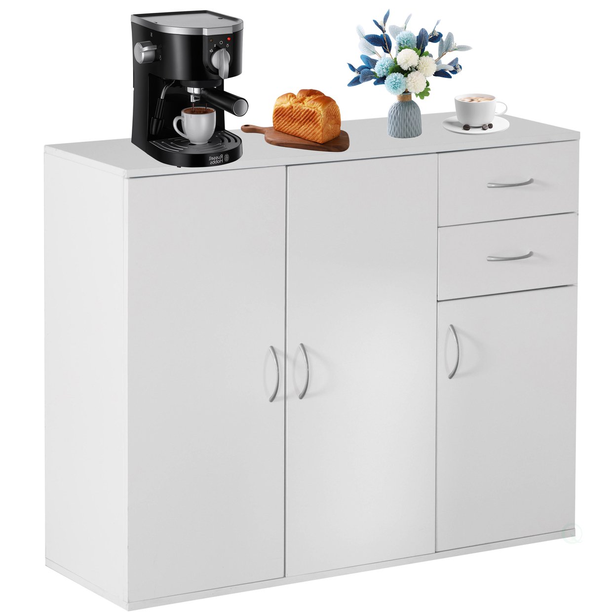 Buffet Cabinet Storage Sideboard White 33 Inch Adjustable Shelves Large Drawers