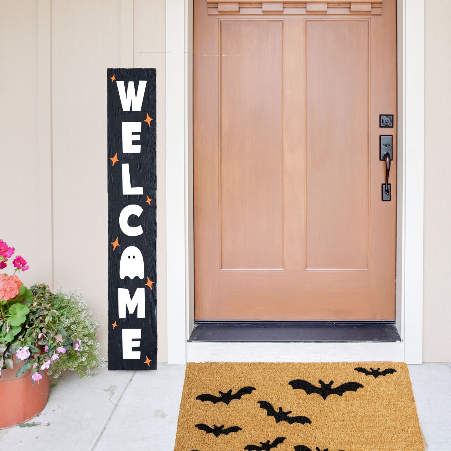 Tall Porch Sign Halloween Ghost, Front Porch Welcome Sign, Halloween Sign, Porch Leaner, Vertical Porch Sign for Fall, Cute Ghost Decor