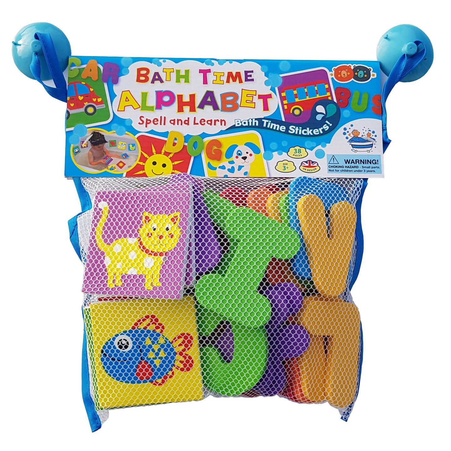 Buddy &#x26; Barney: Alphabet Bath Time Stickers - 38 Reusable Foam Stickers, Mesh Storage Bag, ABC &#x26; Animal, Fun Tub &#x26; Water Toy, Toddlers &#x26; Kids Age 3+