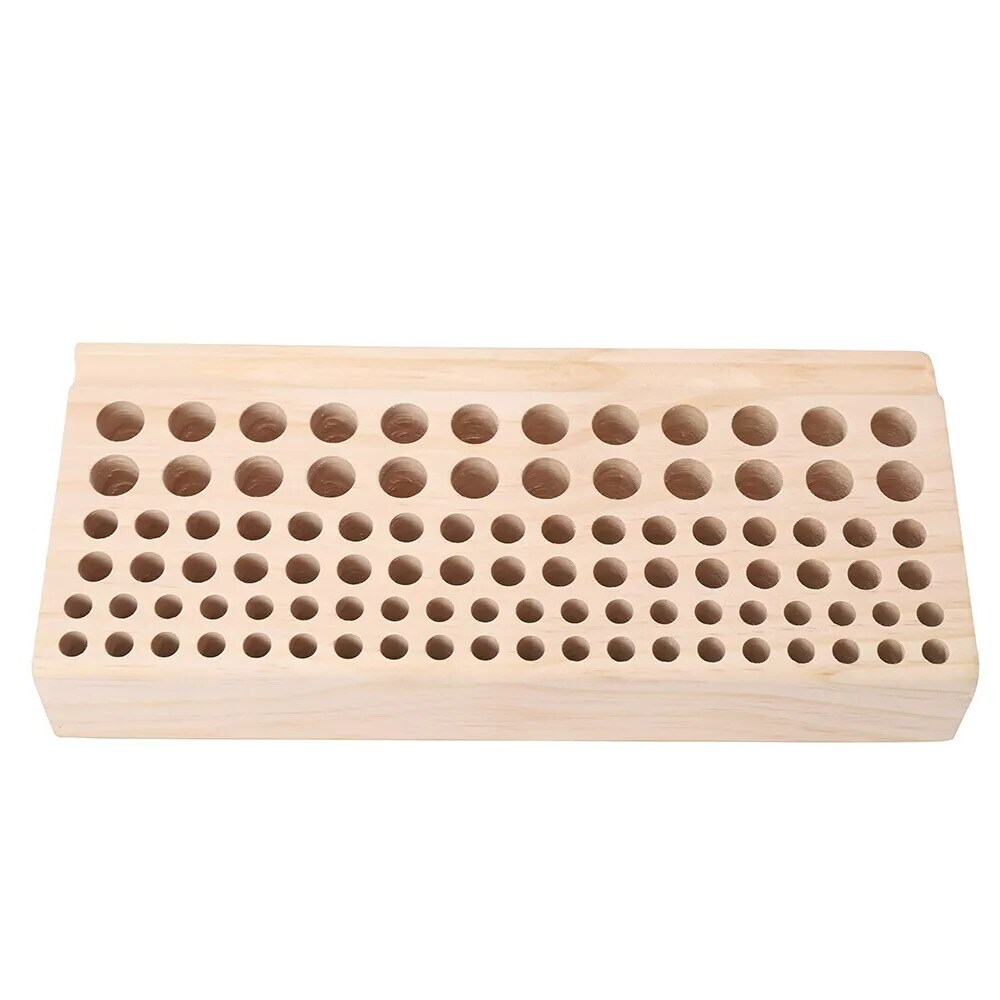 98 Holes Leather Craft Rack Wooden Holder Organizer Stand Punch Storage DIY Tool