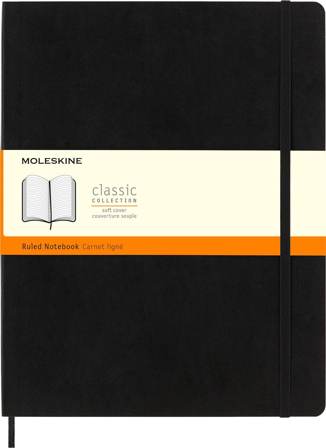 Classic Notebook, Soft Cover, XXL (8.5&#x22; X 11&#x22;) Ruled/Lined, Black, 192 Pages