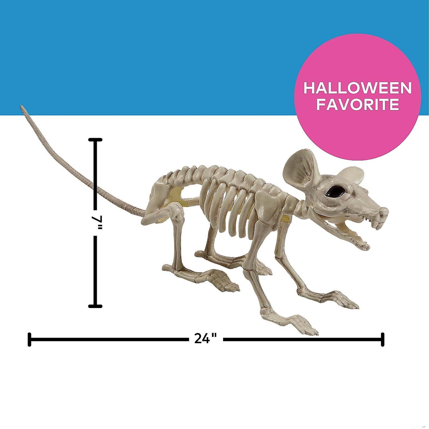 24&#x22; x 7&#x22; Rat Skeleton Plastic Halloween Tabletop Decoration