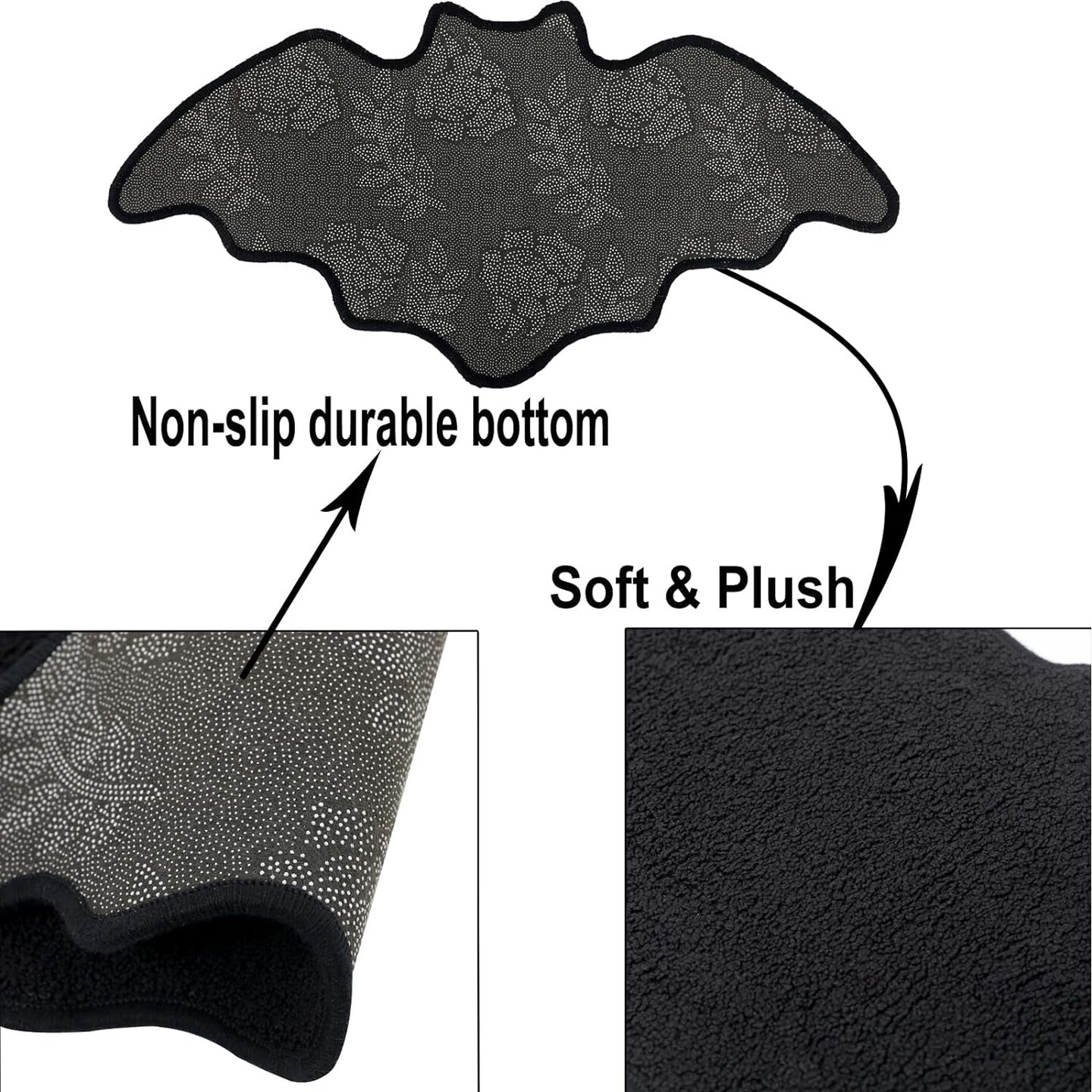Bat Bath Mat Bathroom Rugs Horror Rug Door Mats-Coffin Bath Mat-Goth Mats Decor for Bathroom Bedroom Kitchen Room-Spooky Witch Witchy Home Black Mats Decor