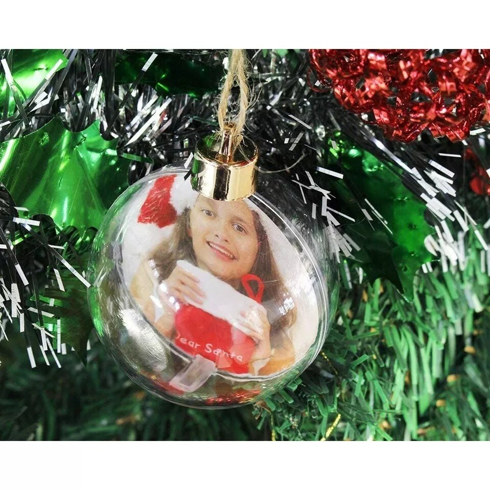 4 Pack Photo Ornaments Ball for Christmas Tree DIY Craft Hanging Tree D&#xE9;cor 2.7&#x22;