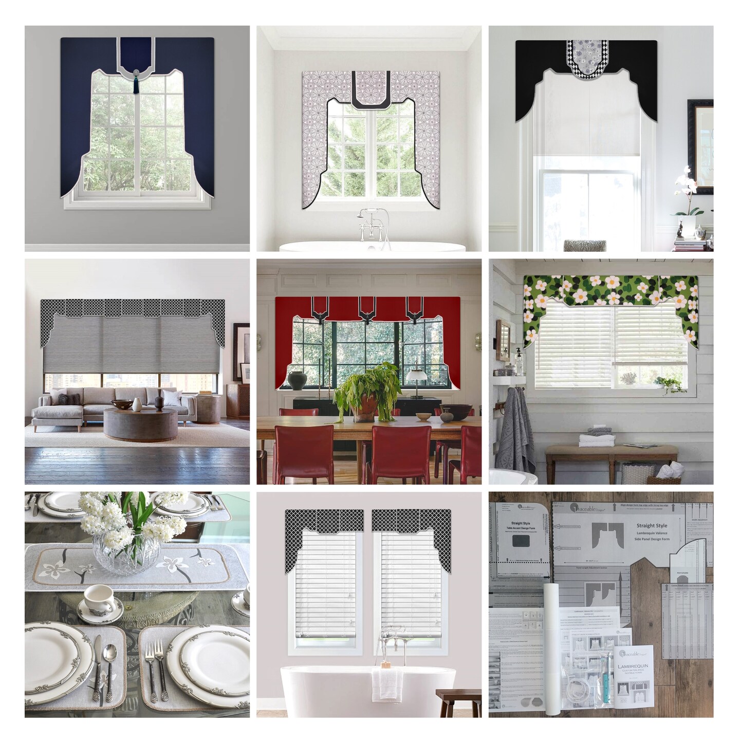 Straight Lambrequin Valance Kit for Custom No-Sew Window Treatments