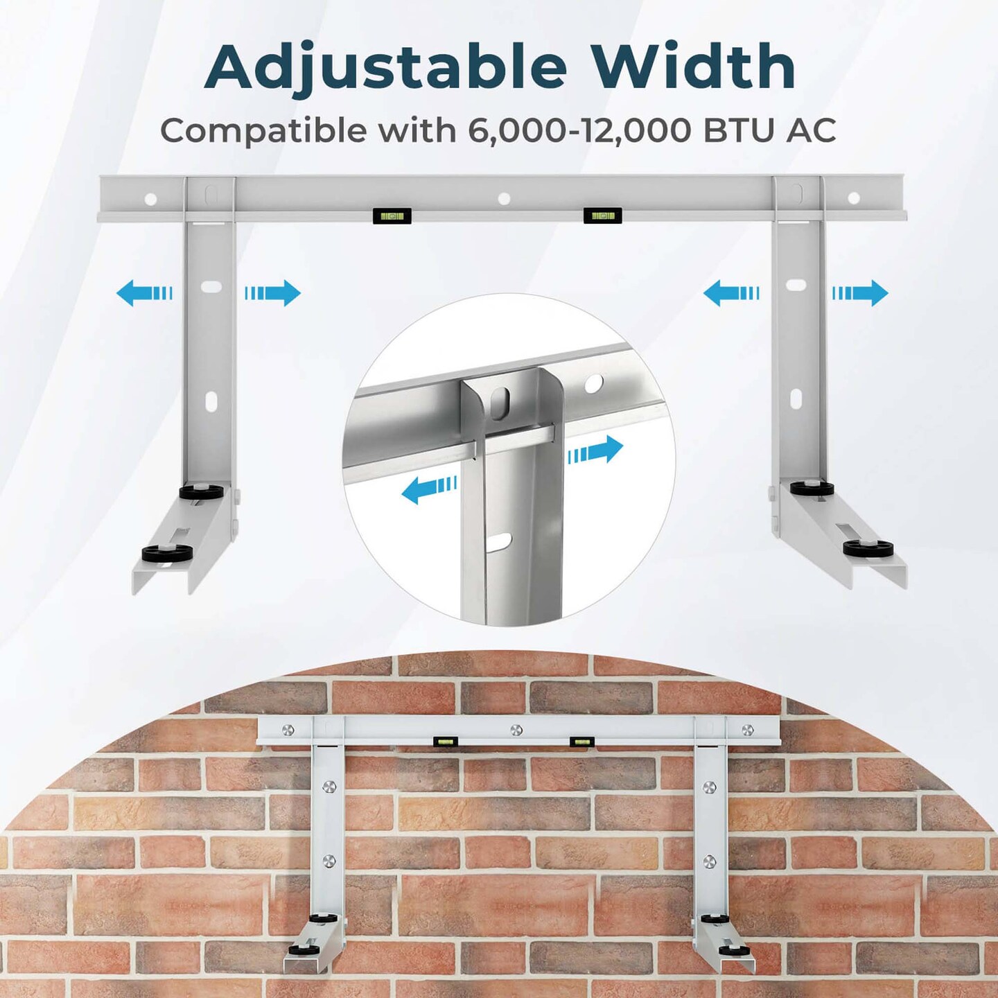 Costway 18&#x22;/22&#x22; Heavy-Duty Mini Split Wall Mounting Bracket with Adjustable Crossbar &#x26; Levlers