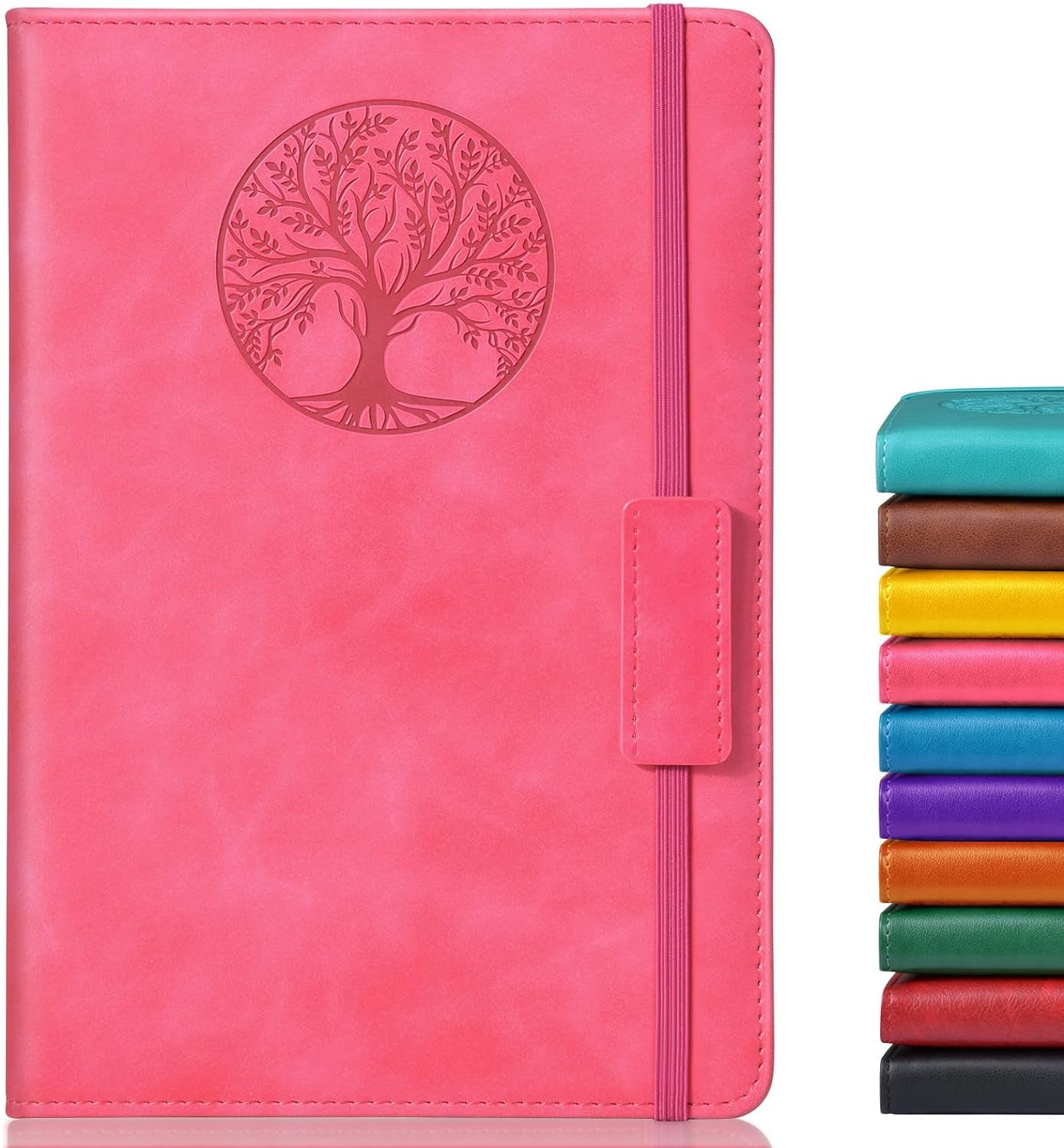Lined Journal Notebook for Women Men,256 Pages A5 Hardcover Leather Journals for Writing,Travel,Business,Work &#x26; School,College Ruled Notebooks for Note Taking,Diary Notepad 5.7&#x22;&#xD7;8.3&#x22;(Pink)