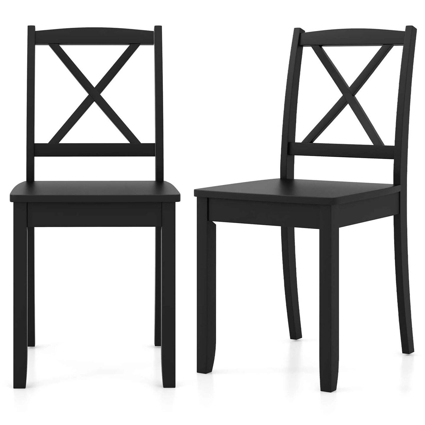 Costway Dining Chair Set of 2 Kitchen Side Chairs with Rubber Wood Legs & Cross Back White/Black/Brown