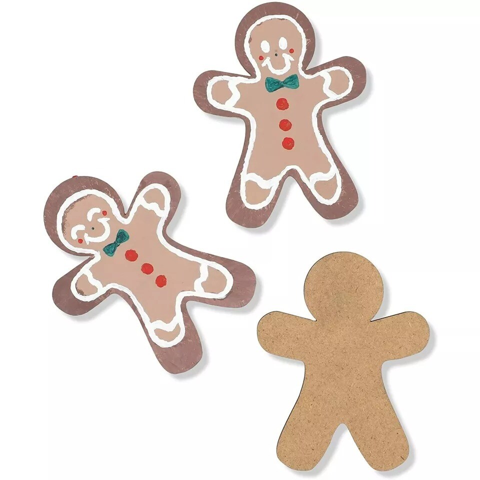 24 Pack Wooden Gingerbread Men for Crafts, DIY Christmas Ornaments, 3.5 x 4.5 In