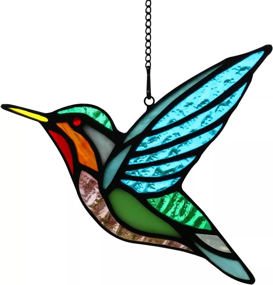 Hummingbird Stained Glass Birds Window Hangings, Stained Glass Decoration
