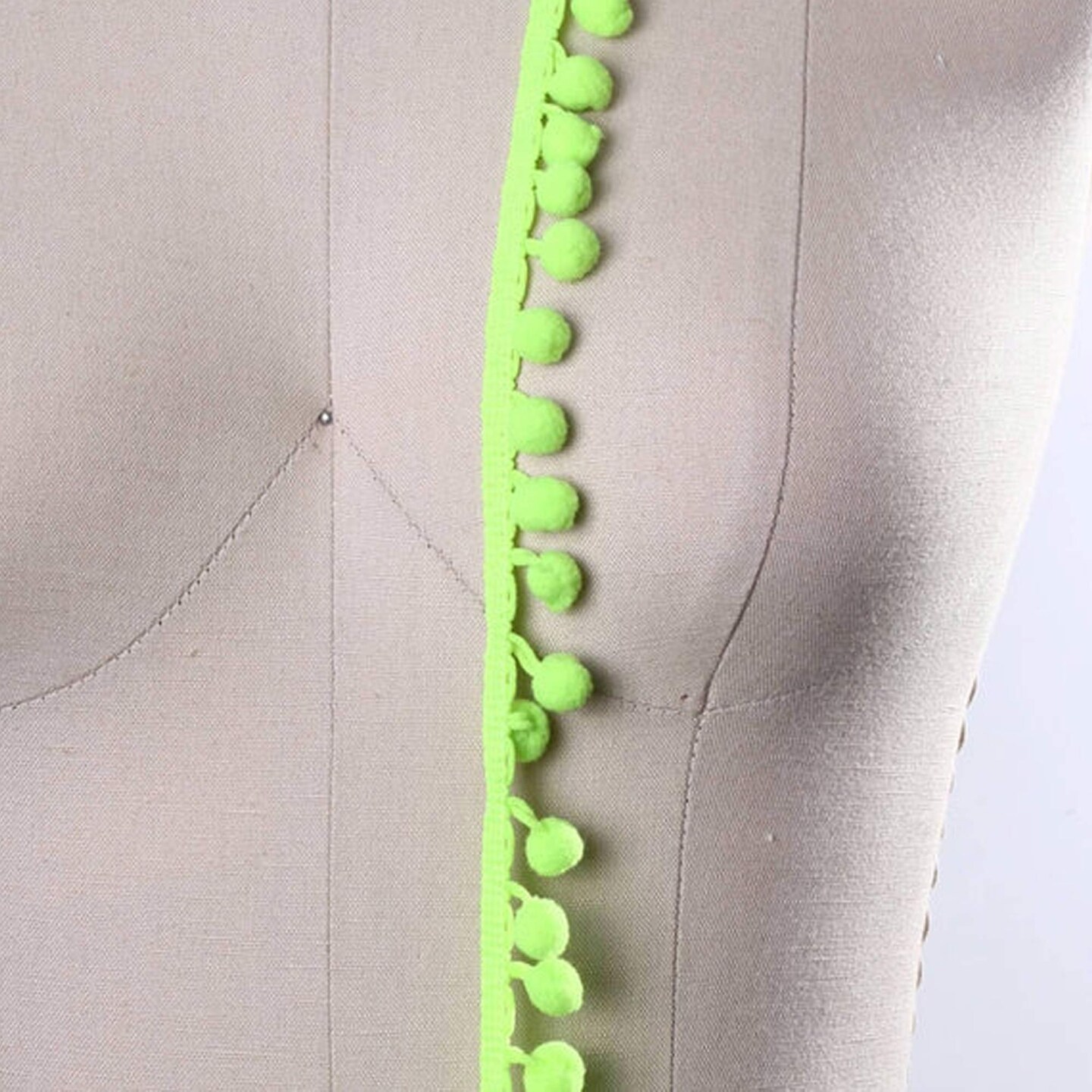 2 Yards Neon Green Small Pom Pom Trim Lime Green Festive Fringe