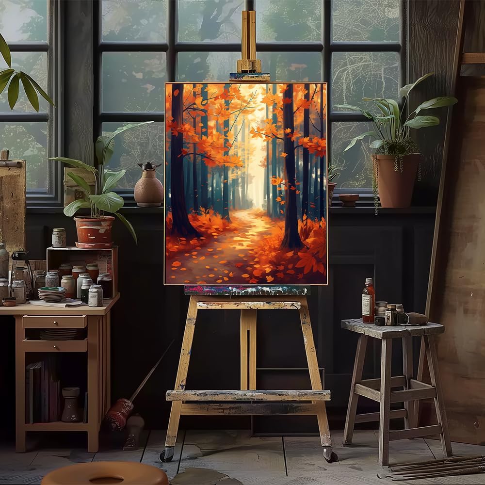 16" Wx20 L Canvas Pictures Drawing Acrylic Paintwork with 3 Pcs Paintbrushes