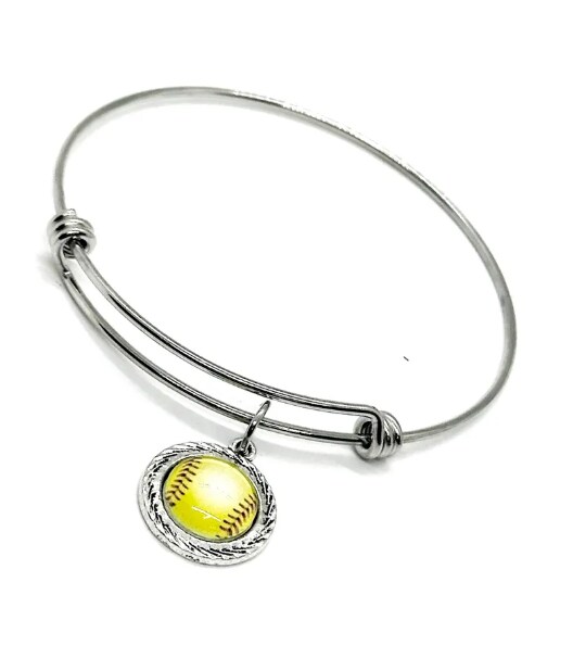 Softball Charm Bracelet, Softball Player Mom Gift, Softball Player