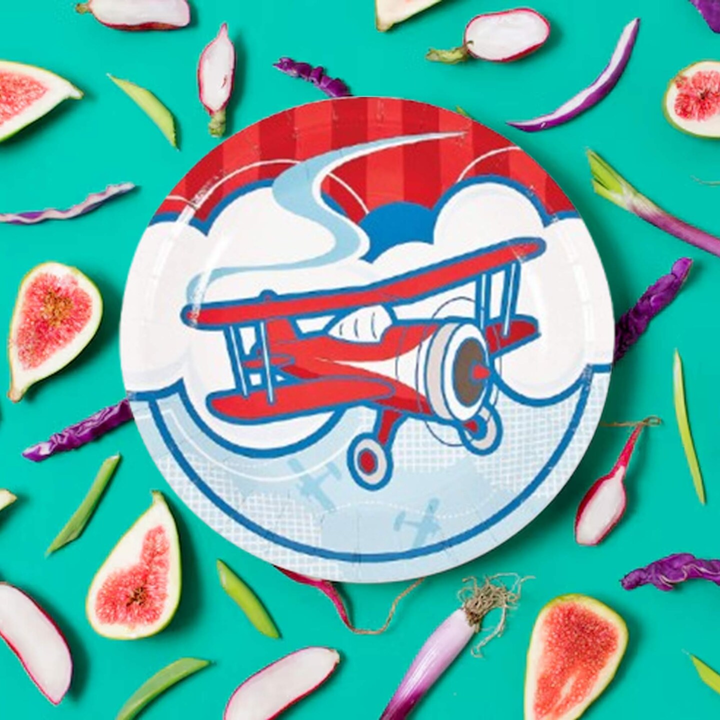 8 Ct. Up & Away Airplane Dessert Plates 7.38" Paper Plates for Travel & Birthday Themes