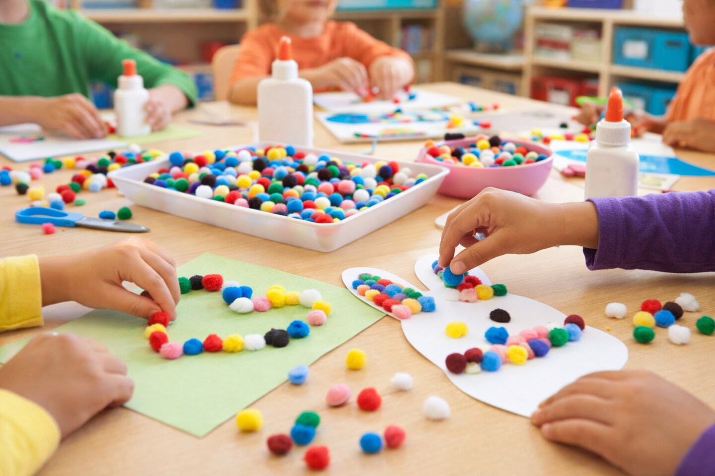 Mini Craft Pom Poms 1/2" Assorted Colors – 100 Pack for Kids Art, School Projects & DIY Crafts