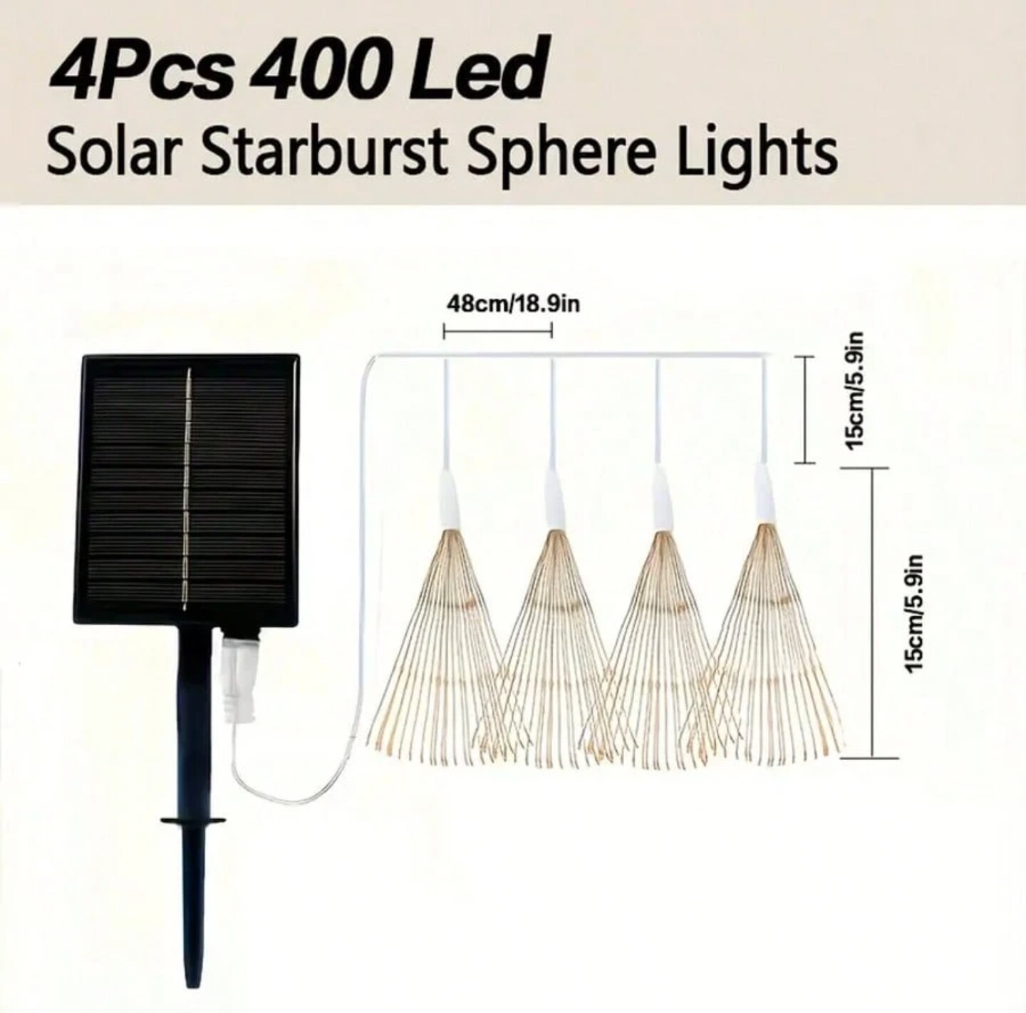 4-Pack Solar Starburst Sphere Lights - 400 LEDs, 8 Modes & Remote