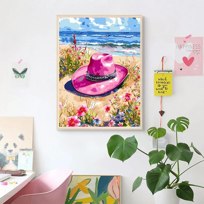 Cowboy Hat Painting by Numbers,DIY Acrylic Paint Kit for Adults (16x20inch)