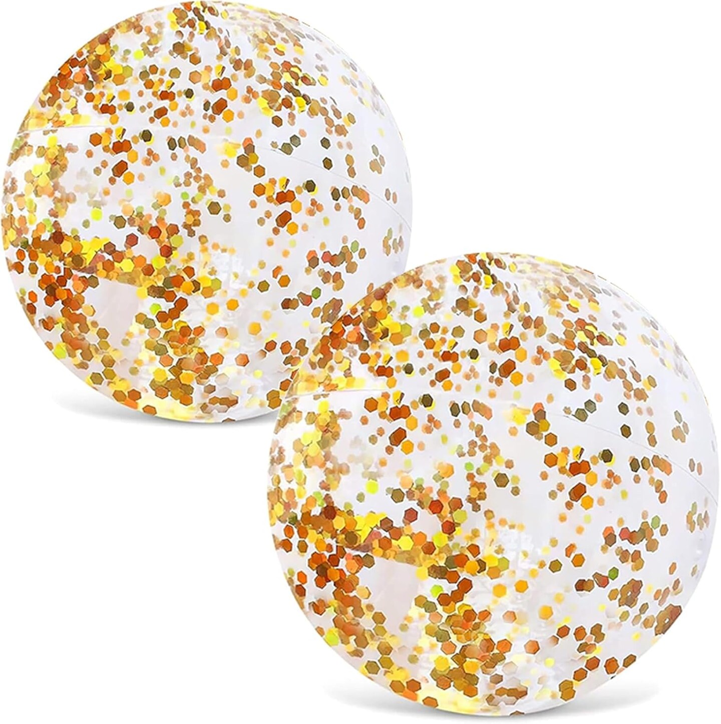 2PCS 16 Inch Summer Glitter Beach Balls (Transparent)