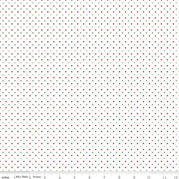 Swiss Dot in Christmas on White (c660-christmas) | Swiss Dot | Riley Blake Designs | Riley Blake