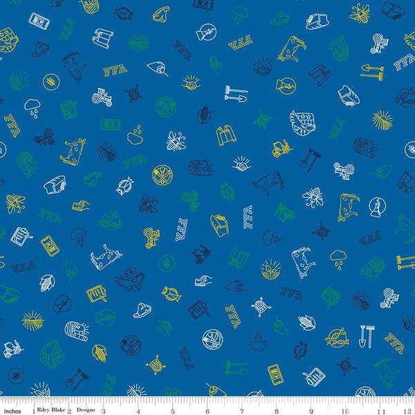 Icons in Blue (c15852-blue) | FFA Forever Blue 2 | Riley Blake Designs | Riley Blake