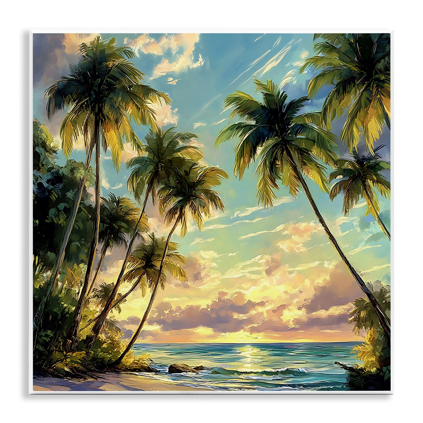 Stupell Industries Sunset On The Beach Palms Wall Plaque By LSR Creative Studio